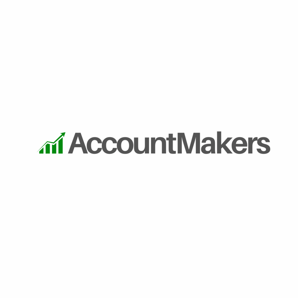 AccountMakers logo. The words AccountMakers can be seen and a graph symbolizing sales growth can be seen.