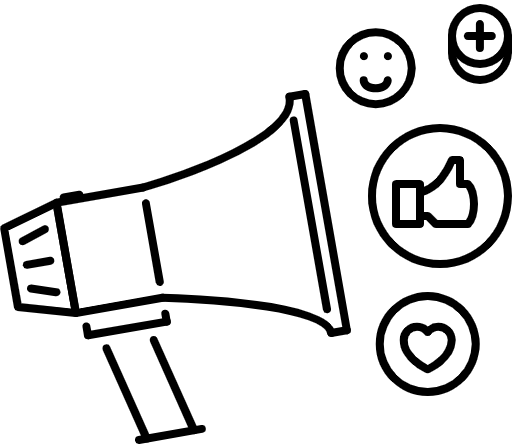 Icon of a bullhorn with various expressions, representing that employers can focus on managing employees while AccountMakers's EOR services handle HR administrative responsibilities