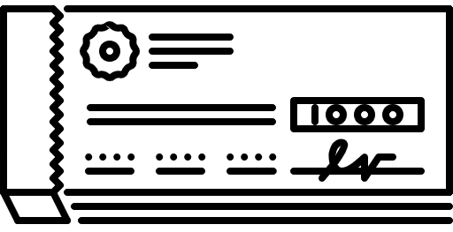 Icon depicts a paycheck and a pen, symbolizing payroll services managed by AccountMakers's EOR solutions