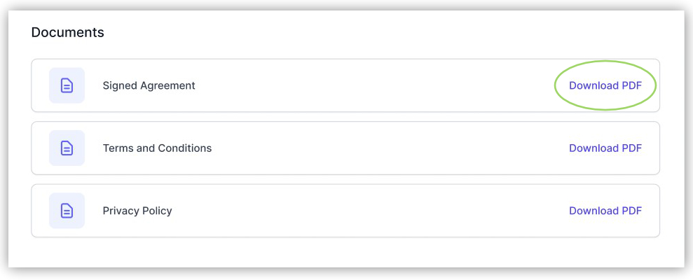 Access and download your signed agreement with AccountMakers in Account Settings